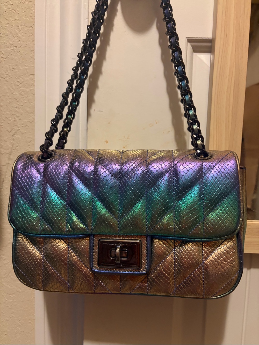 Karl Lagerfeld Iridescent Quilted Leather Shoulder Bag Purse